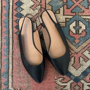 Madewell Black Leather Slingback Flats - Margo